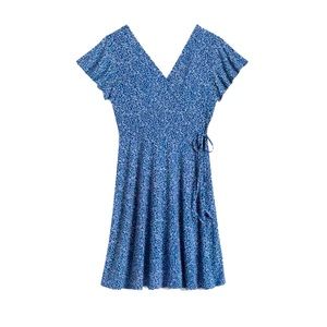 PRETTY EASTER DRESS Kaileigh Kaela Faux Wrap Knit Dress Large Navy